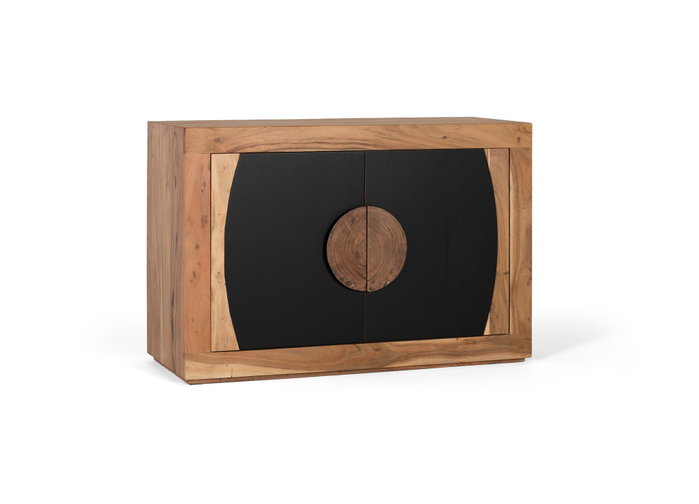 GINER Y COLOMER Aparador de madera de acacia con 2 puertas Natural y negro